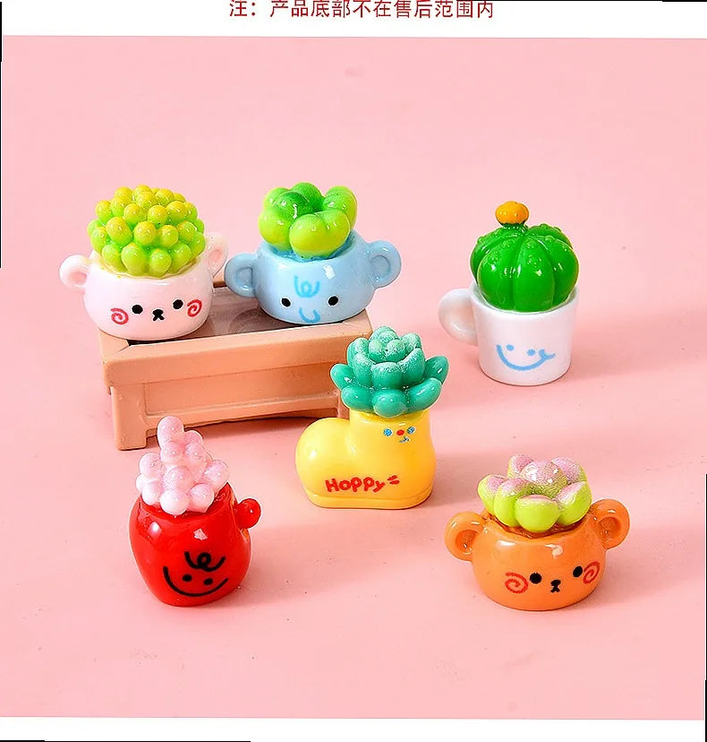cache pots résine colorés animaux visages sourires plantes artificielles mignon decoration maison poupée