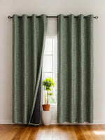 rideau vert olive motif végétal opacité moderne anneau métallique bordure décorative salon chambre coucher