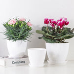 Pot fleurs moderne rayures vertes bleues blanches plateau support diverse couleurs