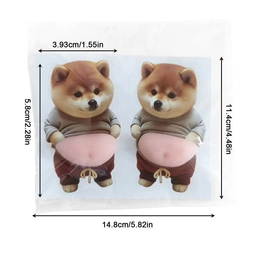 autocollants chien shiba inu mignon moderne pvc autoadhésif marron beige roseclair