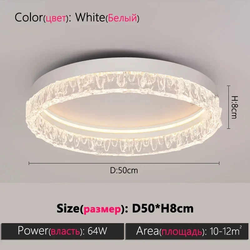 plafonnier led moderne orné cristaux blanc noir circulaire élégant surface interrupteur bouton lumière neutre