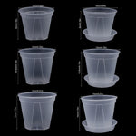 pot fleurs transparent moderne plateau dimension 10cm 12cm 14cm plastique