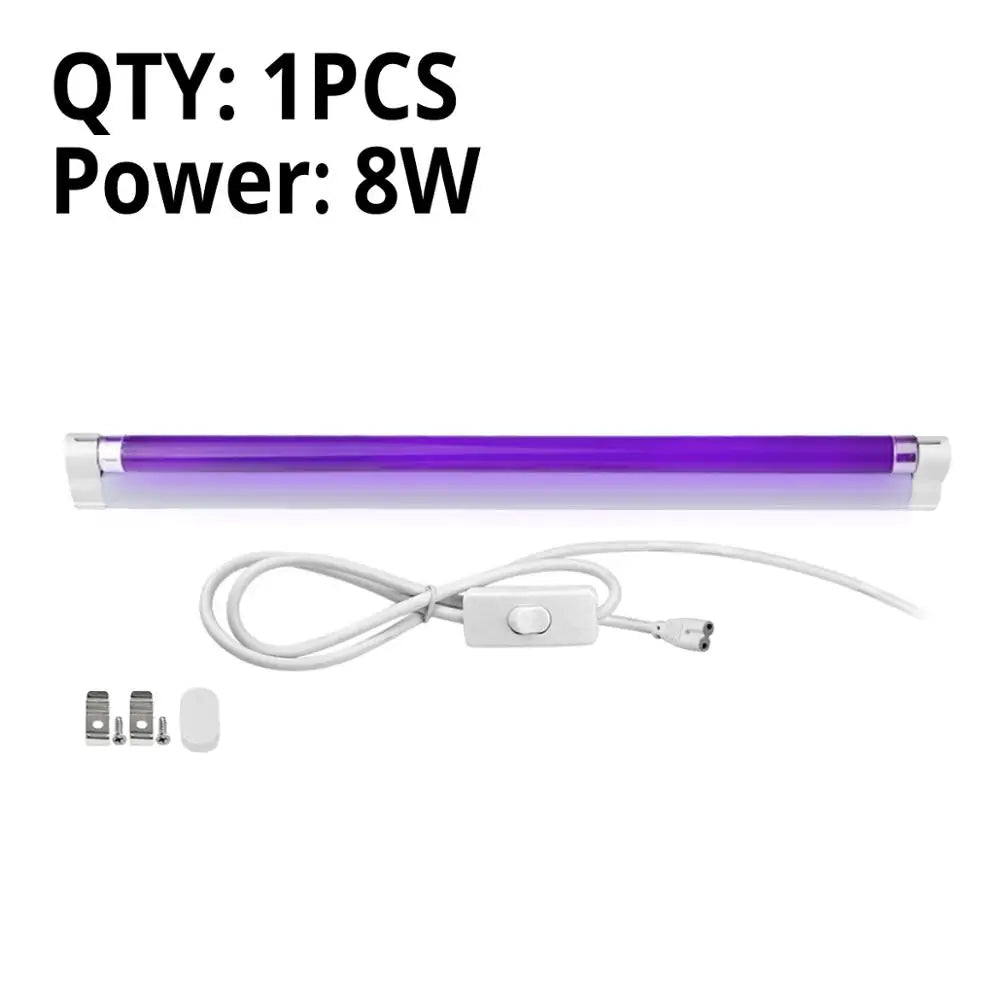 lampe uv led 8w blanc noir moderne interrupteur controle insectes fluorescence