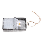 boîte décorative gris métallisé texture grunge aspect vieilli vintage rustique anneau métallique oiseaux blancs