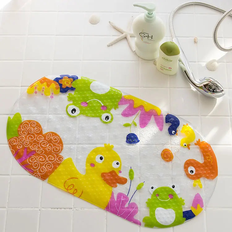 tapis bain transparent antidérapant motif animal poissons oiseaux moderne salle bain 38x69cm