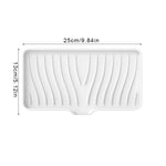 support savon silicone auto drainant moderne gris vert rayures ondulées brosse dents savon bouteille