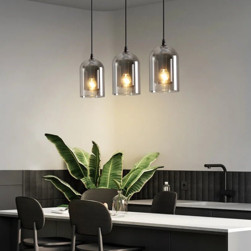 Lampe suspendue en verre pour salon ou chambre ambiance cosy