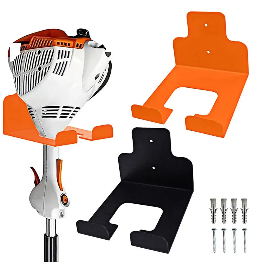 support mural outil électrique garage robuste moderne orange noir vis fixations