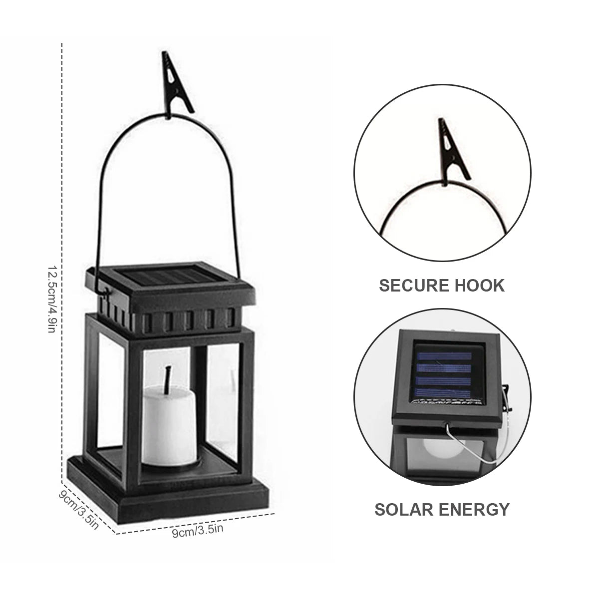 Lanterne solaire éclairant un chemin de jardin la nuit