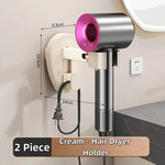 porte sèche cheveux support mural rotatif moderne adhésif sèche cheveux unique beige gris rose