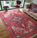 tapis oriental fleuri rouge noir beige salon chambre extérieur moderne polypropylène polyester