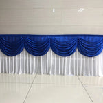 rideau moderne élégant bleu roi blanc satiné transparent événement mariage festivité