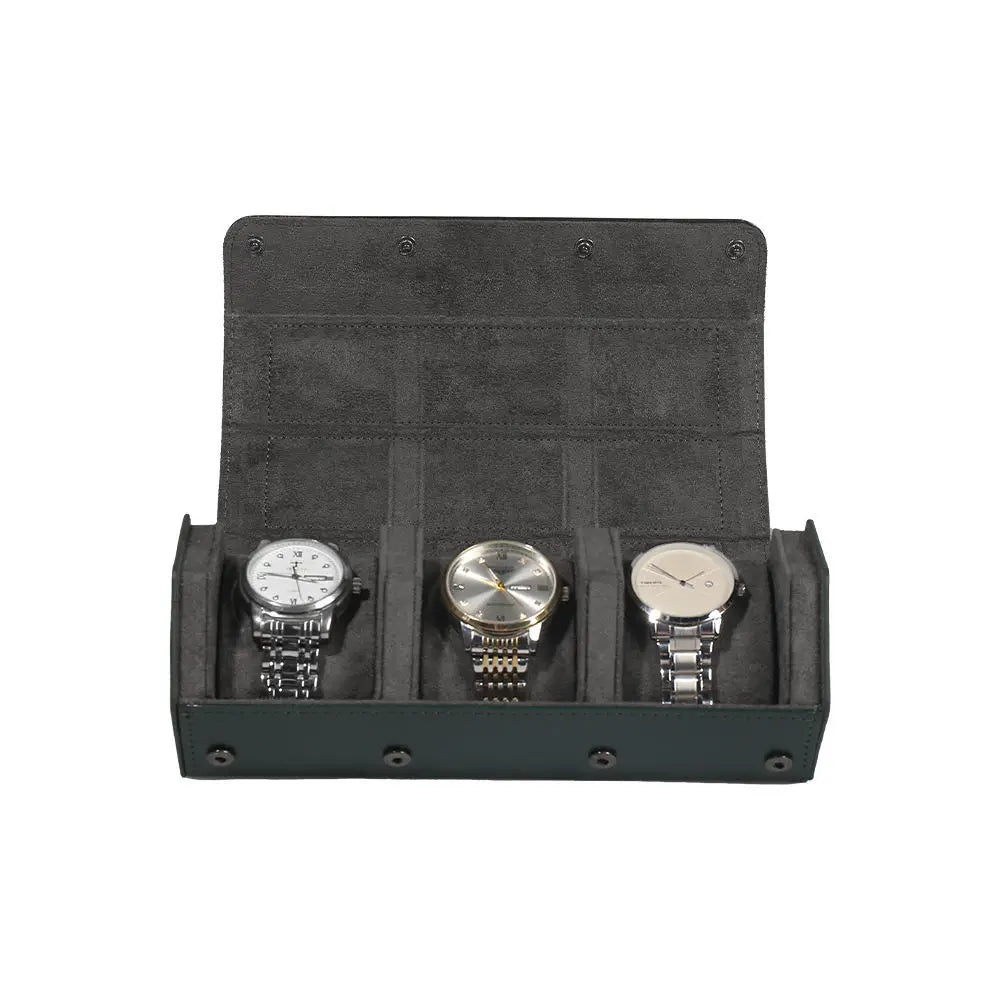 boîte montres cuir velours marron foncé classique portable sécurisée fourre tout