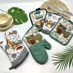gants cuisine poignées plat motifs cuisine vintage rustique blanc noir rouge vert beige marron