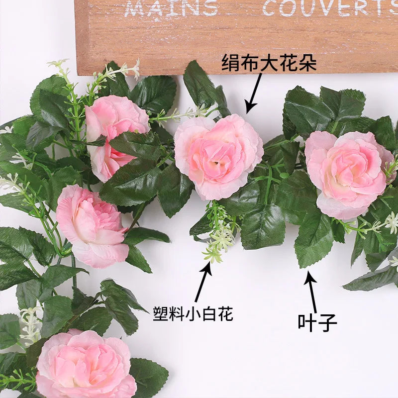 guirlande fleurs artificielles blanches roses décoratives intérieur mariage anniversaire baby shower