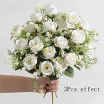 bouquet roses artificielles 30cm soie blanc rose rouge naturel decoration maison vase fleurs intérieur
