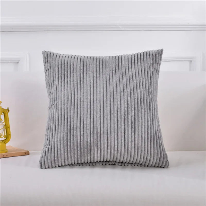 housse coussin carré peluche rayées moderne blanc bleu rouge vert gris rose
