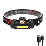 lampe frontale led noire geometrique moderne ceinture ajustable cable usb rechargeable camping running