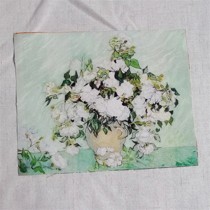 tissu coton lin hand dyed peinture huile van gogh rapide respirant craft scrapbooking patchwork