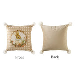 Coussins décoratifs carrés motif floral roses vintage beige lit canapé chambreextérieur
