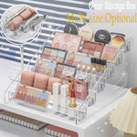organisateur maquillage transparent palette fards plastique acrylique moderne minimaliste miroir table produits cosmétiques