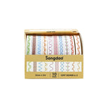 ruban decoratif moderne graphique couleurs vives motifs geometriques rayures triangles points zigzag feuilles adhésif
