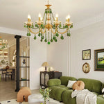 lustre cuivre poli cristal doré classique baroque chandelier led 10 têtes
