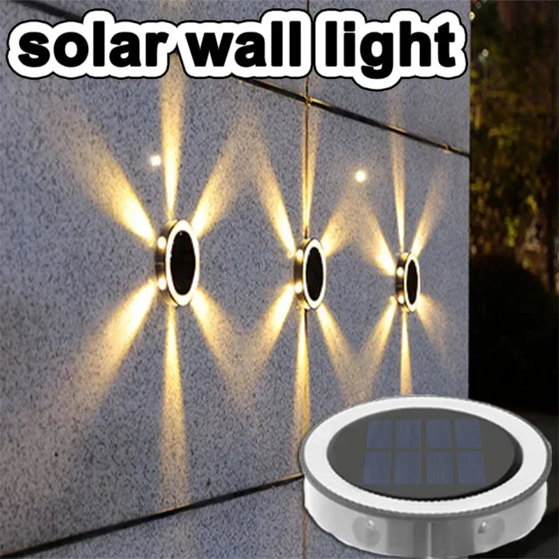 lampe solaire murale moderne noir argenté led modes posable jardin clôture