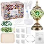 kit diy lampe turque mosaïque verre bleu blanc doré étoile losange transparent artisanal