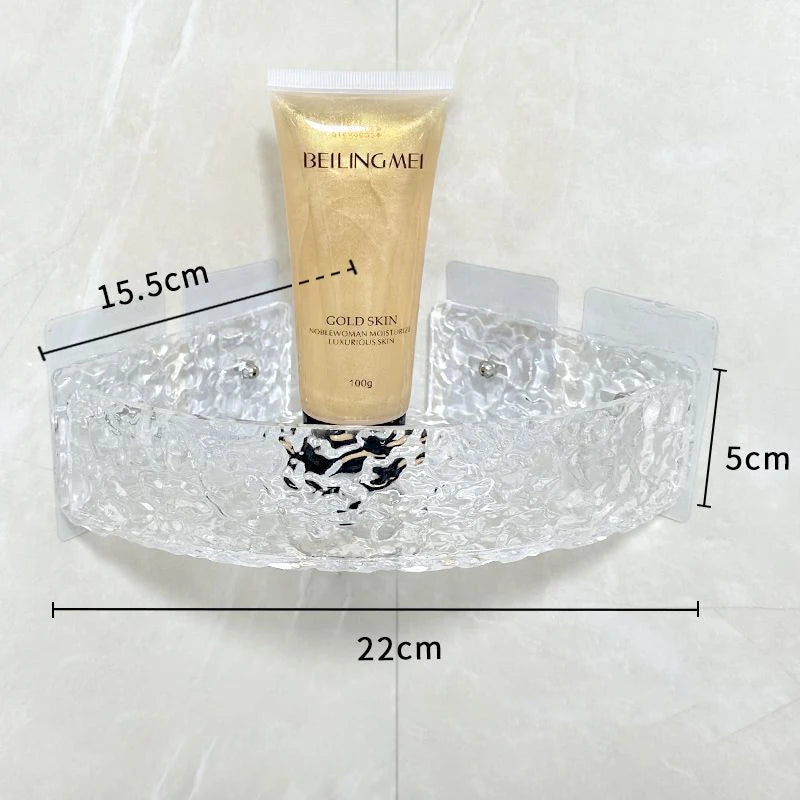 étagères salle bain transparentes texturées modernes clips fixation réutilisables acrylique