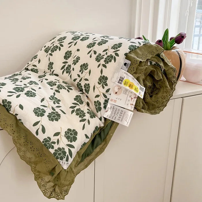 couette coton imprimée fleurs feuilles été automne vintage adhésive lavable maison 150x200cm 200x230cm