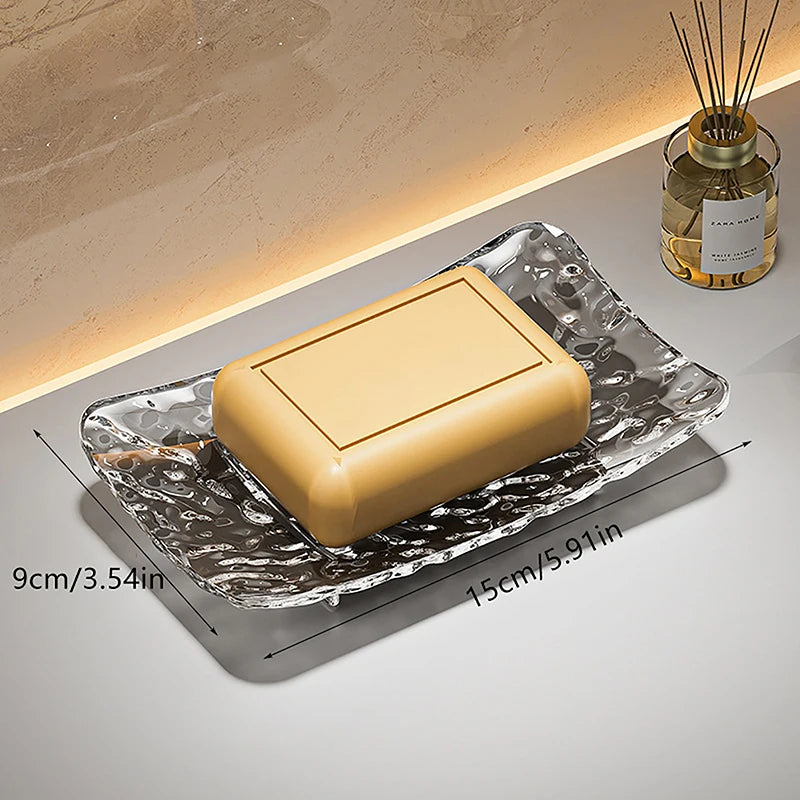plateau savon transparent moderne texturé support rangement savon sans fixation
