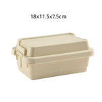 boîtes rangement camping beige vert noir pots conservation couvercle poignées durable respectueux environnement pratique
