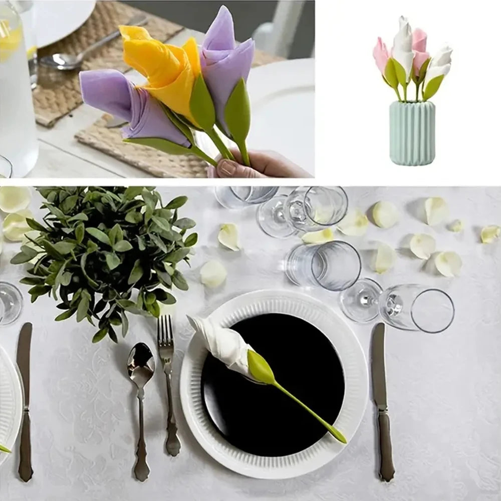 porte serviettes moderne napkins holder serviettes pliées fleur blanc vert adhésif kitchen organizer tendance