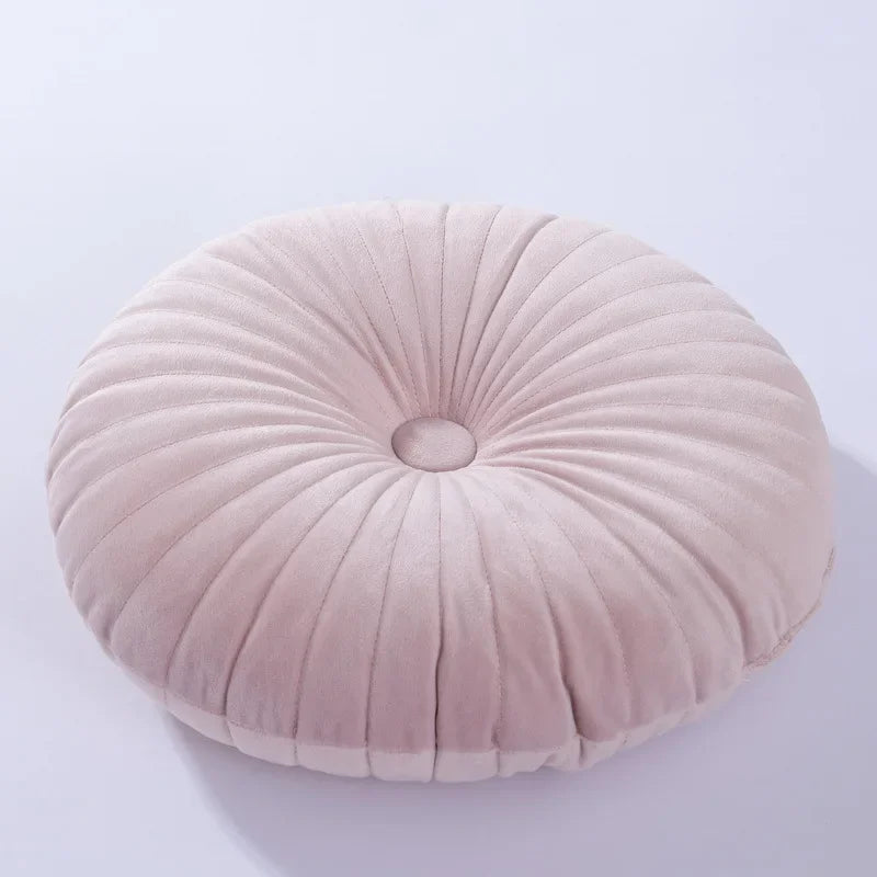 coussin rond velours brodé mousse pu polyester moderne orange jaune gris roseversible non amovible