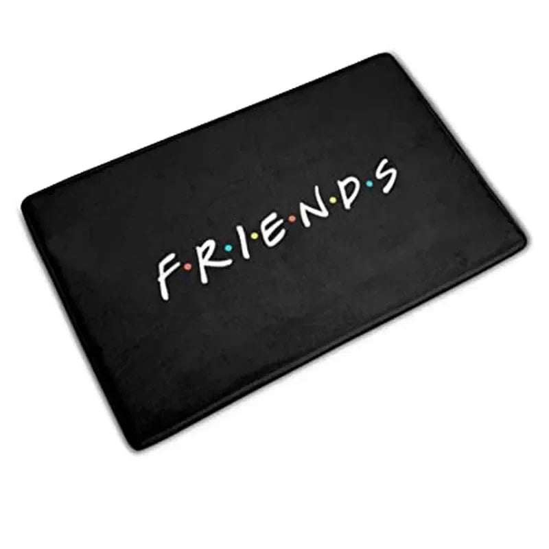 tapis moderne antibactérien antidérapant central perk friends noir blanc vert jaune