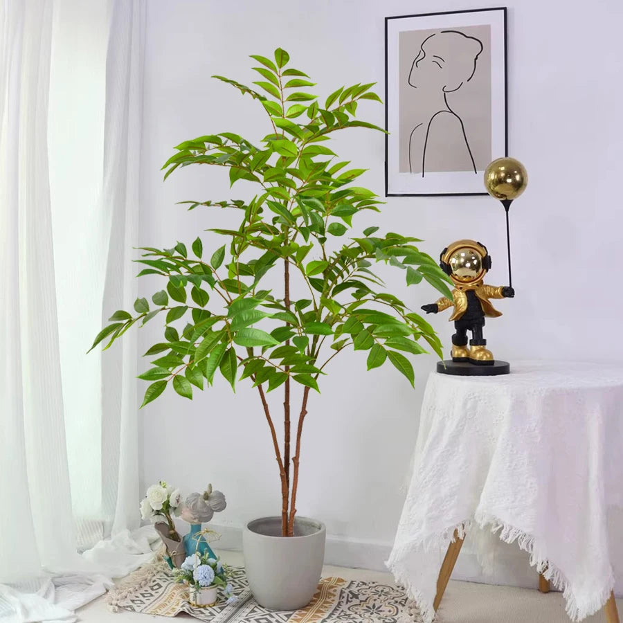 plantes artificielles arbres feuilles vertes decoration jardin maisonextérieur tronc central grandes feuilles tropicales