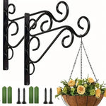 support mural noir plantes suspendues volutes rétro artisanal fixation vis chevilles murales