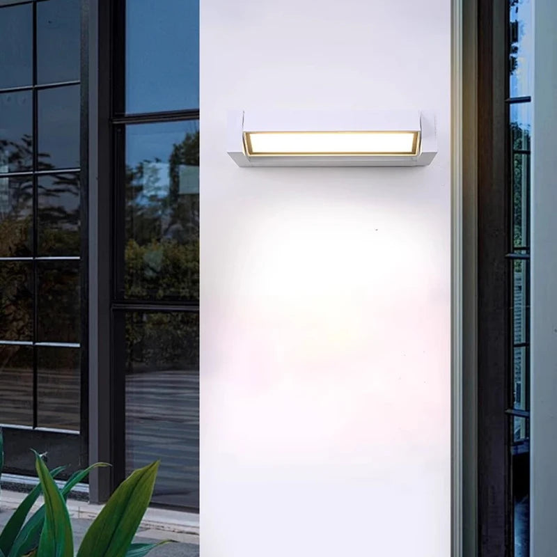 applique murale extérieure led moderne rectangulaire aluminium étanche jardin intérieur blanc noir minimaliste
