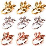anneaux serviette feuilles or argent rose gold moderne élégants décoration table mariage noël