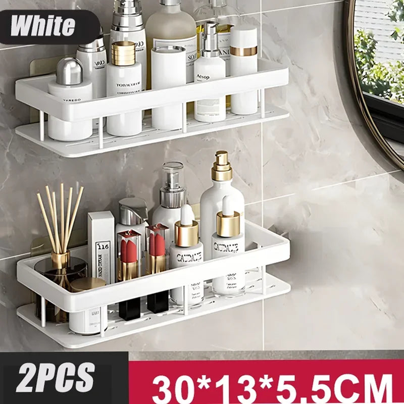 étagères rangement adhésives modernes blanc noir imperméables métal lisses bouteilles cosmétiques flacons parfum encens