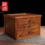boîte thé marron foncé texture bois naturelle classique rouleau thé couteau thé