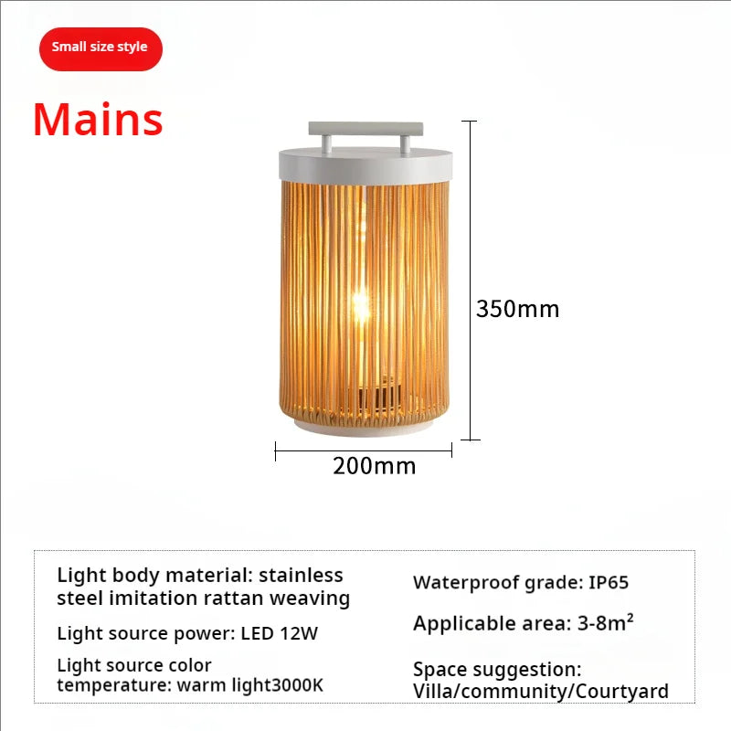 lampe solaire jardin moderne marron clair blanc rayures verticales étanche ip65 led allée patio