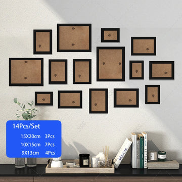 cadres photo bois modernes blancs noirs verre transparent clips inclusion minimaliste mur