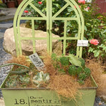 Bac fleurs métal vintage blanc vert fenêtre succulents rustic decorationintérieur jardinage