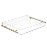 plateau rangement acrylique moderne transparent poignées dorées respectueux environnement stockage cosmétiques articles divers