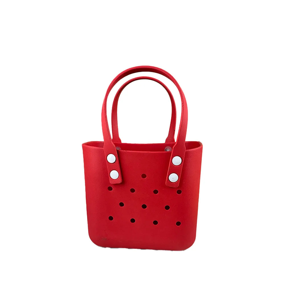 sac main vert jaune bleu perforé autocollants poignées détachables réutilisable respectueux environnement moderne casual