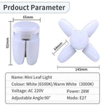 mini lampe feuilles blanc 6500K blanc chaud 3000K moderne minimaliste adaptable E27