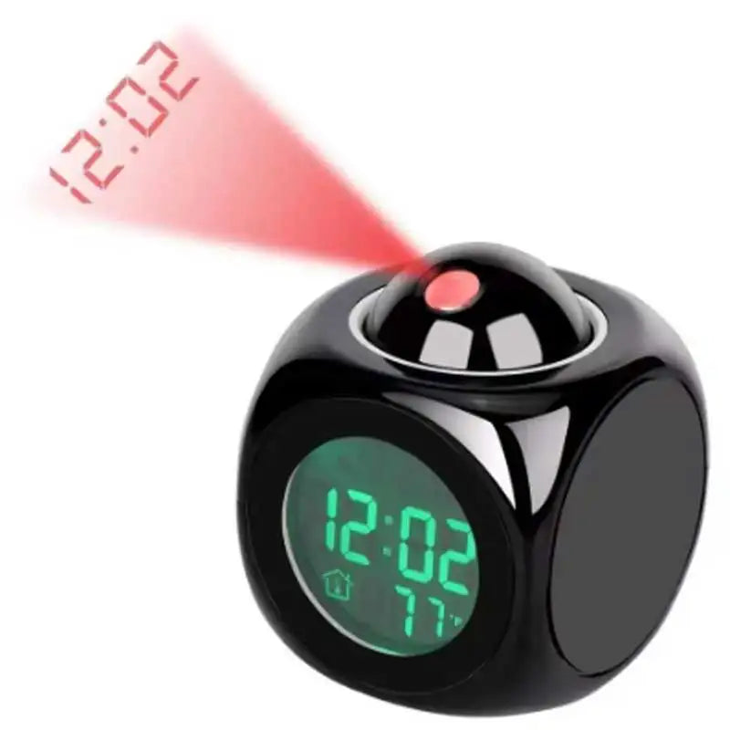 projecteur réveil numérique moderne alarme vocable horloge led noir blanc decoration chambre