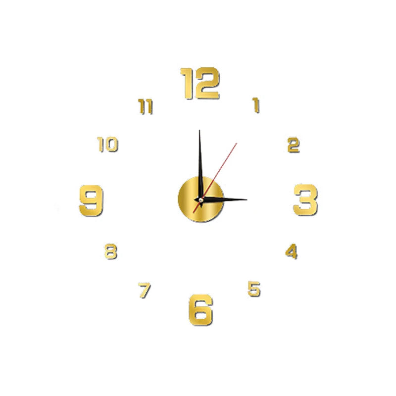 horloge murale moderne adhésive stickers numéros 12 noir blanc rouge doré chambre bureauhôtelécole